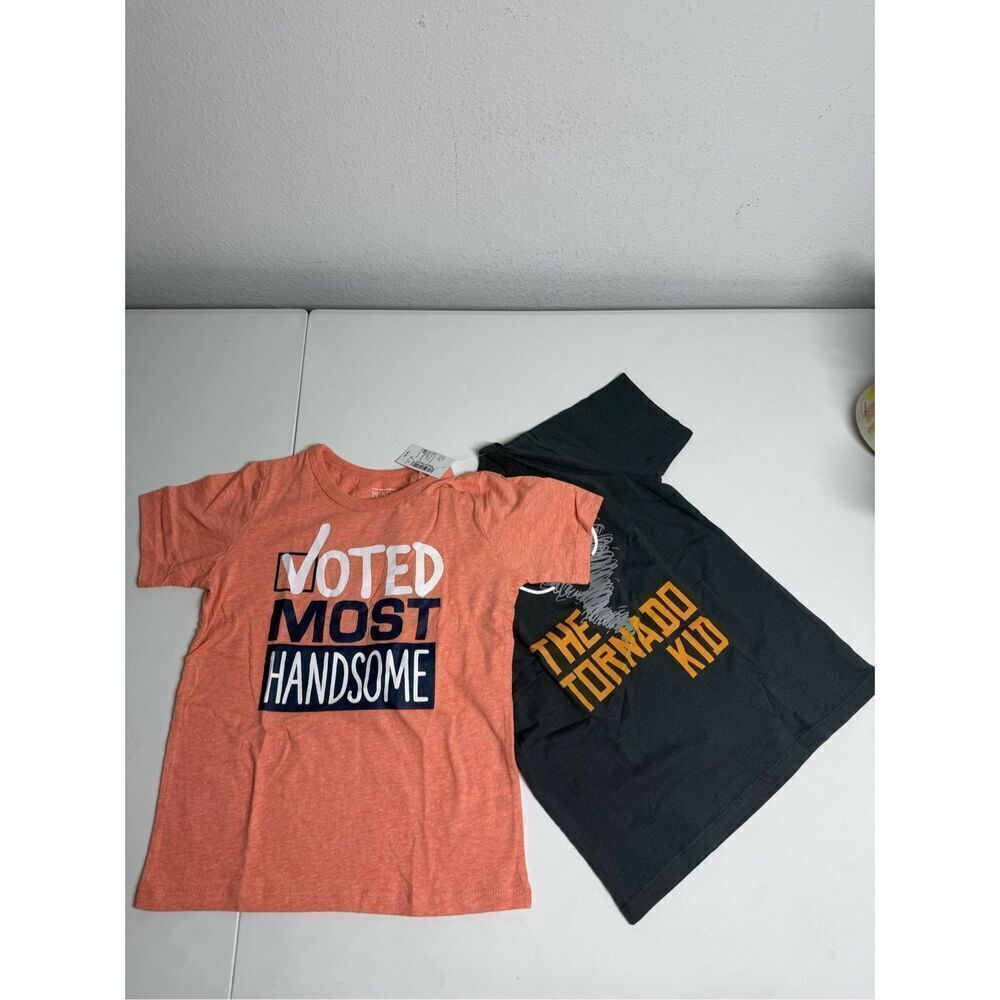 NWT Place Set of 2 T-shirts Cotton Bland Orange Gray Size 5T